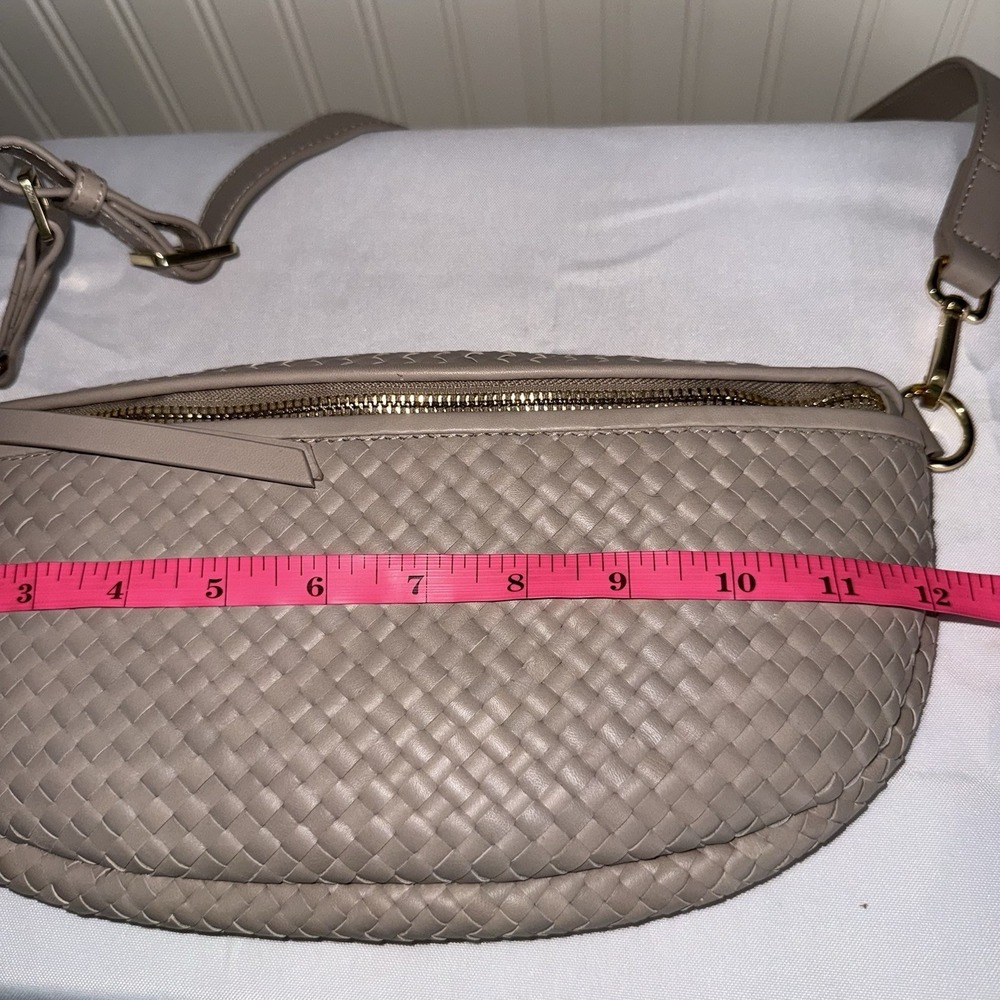 Quince Woven Leather Satchel in Taupe - Picture 4 of 14